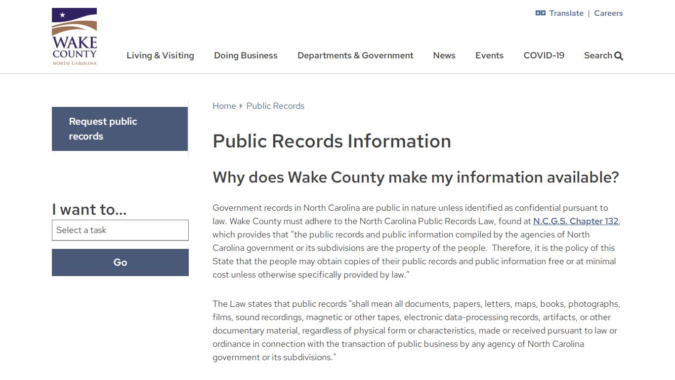 Public Records Information | Wake County Government